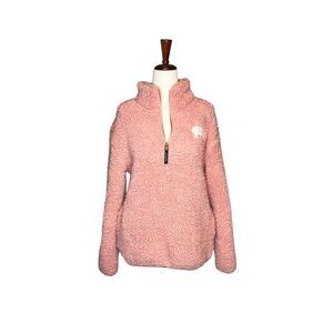 Ivory Ella top women’s size small pink quarter zip teddy bear sherpa long sleeve